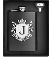 Ugiftcorner Flask for Men with Initials Engraved Stainless Steel Whiskey Hip Flasks for Liquor wi...