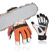 Vgo... 1Pair Chainsaw Gloves, 12-Layer Chainsaw Protection on Left Hand Back,Goat leather Work Gl...