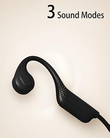 Bone conduction headphones with three sound modes for music, calls, and everyday listening.