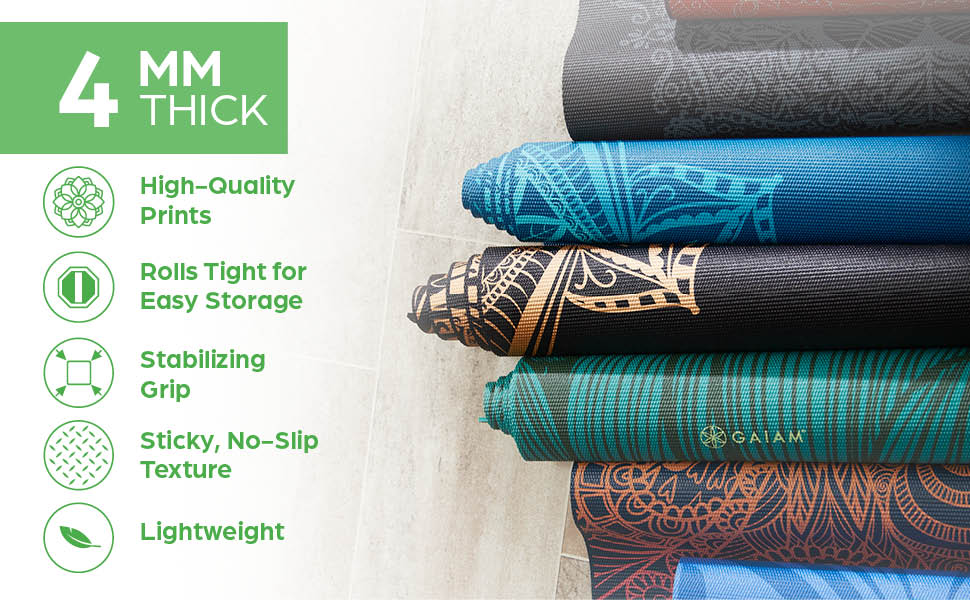 Gaiam Yoga Mat - 4mm Print