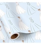 RUSPEPA Wedding Wrapping Paper Roll, Mini Roll, Elegant Bride Illustration with Wedding Dresses D...
