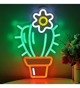 Cactus Neon Sign Cactus With a Flower LED Light Sign Houseplant Decoration Aesthetic Decor for Fl...