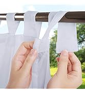 RYB HOME Outdoor Curtain for Patio, Detachable Sticky Tab Top for Easy Hanging & Unsling, Waterpr...