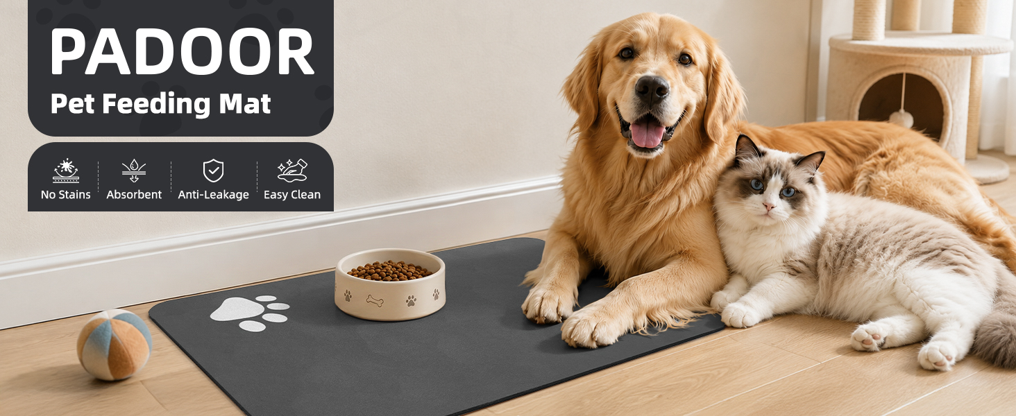Pet Feeding Mat-Absorbent Dog Mat for Food and Water Bowl-No Stains Easy Clean Dog Food Mat