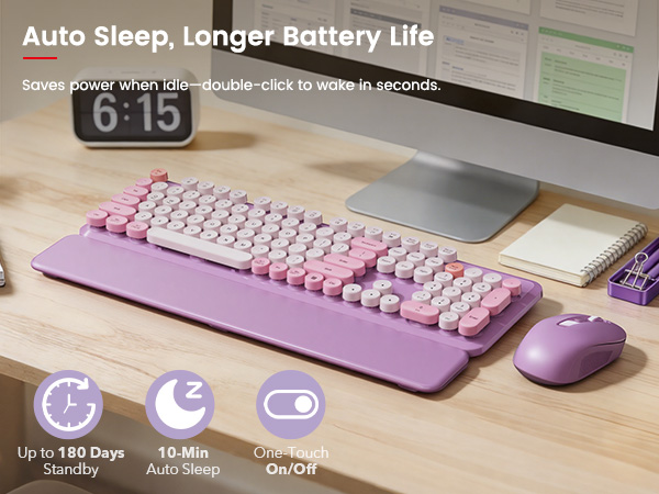 Auto-sleep saves power after inactivity, while one-touch switches make it easy to turn them on.
