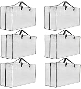 6 Pack Heavy Duty Moving Bags, Extra Large Clear Storage Bags with Zipper and Handles, Moving Box...