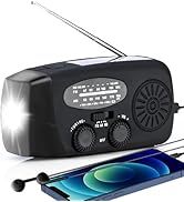 Solar Emergency Hand Crank NOAA Weather Radio with AM/FM, 2000mAh USB Phone Charger & 3 LED Flash...