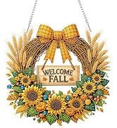 Eiflow Acrylic Diamond Art Hanging Kit for Adults Sunflower Wreath, DIY Diamonds Painting Door Ha...