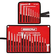 25-Piece Punch and Chisel Set with Roll Pin Punches, Includes Taper, Pin, Center Punches & Cold C...