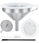 WMKGG 304 Stainless Steel Funnel, 5 Inch Funnels for Kitchen Use Filling Bottles, with 200 Mesh a...