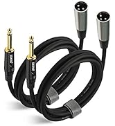 EBXYA XLR Male to 1/4 Inch TS Mono Unbalanced Microphone Cable 6Ft, 6.35mm to XLR Cable, 2 PCS
