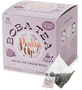 Pinky Up Mochi Ice Cream Boba Tea Sachets - Low calorie Whole Leaf Green Tea Bubble Tea - Boba Gi...
