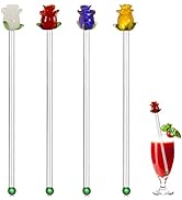 Coffee Stir Sticks Glass, Cute Rose Swizzle Sticks for Cocktails, Holiday Stir Sticks, Reusable D...