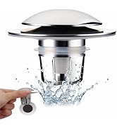 Chrome Bathroom Sink Drain Stopper, Wellup Universal 2-in-1 Sink Stopper Bathroom Drain for 1 1/8...