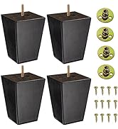 Wood Furniture Legs 5 inch - Sofa Legs Set of 4 Square Couch Legs - Espresso Tapered Feet Replace...