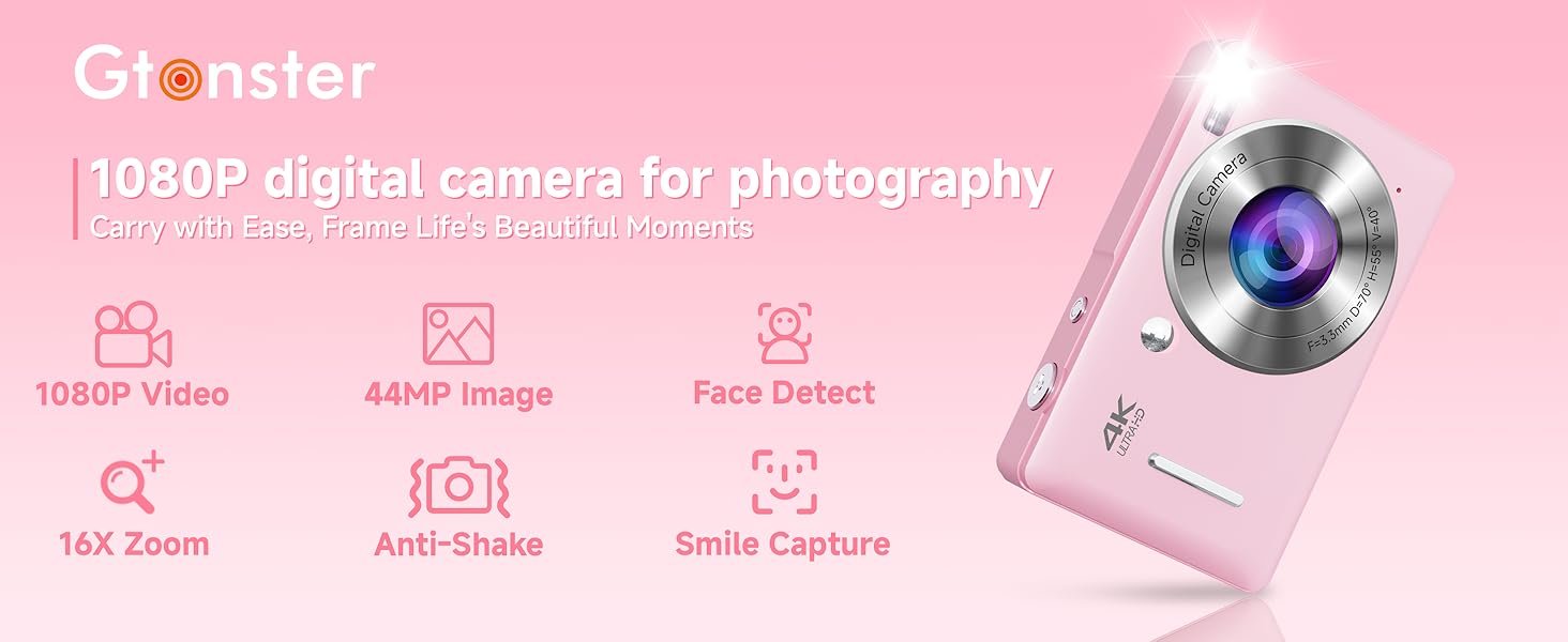 FHD pink digital camera,best digital camera,vintage camera,digital camera for kids
