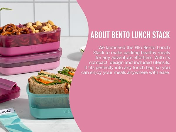 ello bento lunch stack plastic food storage container bento box with airtight locking lid