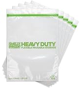 HEAVY DUTY Reusable STAND-UP Ziplock Bags for Food Storage by Smelly Proof, USA Made, NO PEVA & B...