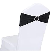 Jieqier Black Chair Sashes, 25PCS Spandex Sashes Bows, Chair Cover Bands with Buckle Slider for B...