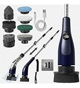 LIVINGPRO Electric Spin Scrubber with Smart LCD Display, Cordless Bathroom Shower & Tub Scrubber,...