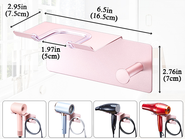 Series of demonstration images showing mounting process for wall hardware, featuring pink-tinted installation steps with measurement indicators.
