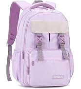 Solid-Color Girls Backpacks for School Capacity Elementary Bookbags, School Bags for Teens Girls ...