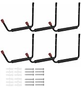 CBWLWJ 6 Pack Garage Hooks Heavy Duty, Multi Functional J Hooks, 15 inch Anti Slip Ladder Hooks f...