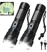 Led Flashlights 900000 Lumen High Lumens Rechargeable 2 Pack, Brightest Flash Light with 5 Modes ...