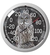 Taylor Nature Series Indoor Outdoor Owl Thermometer, Decor for Patio, Pool, or Garage, 13.25 Inch...