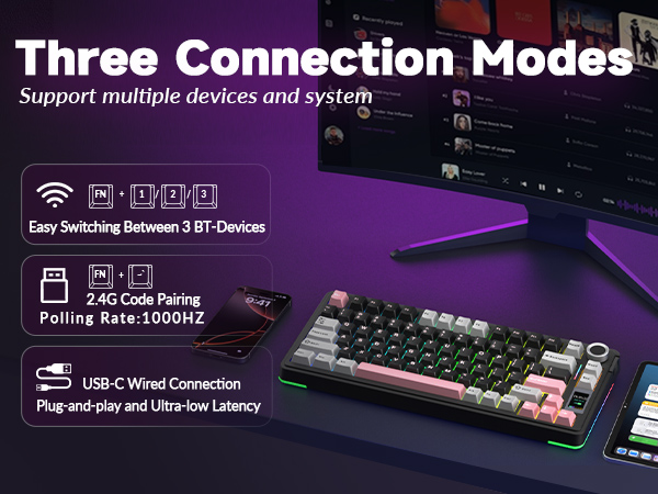 Tri-mode Mechanical Gaming Keyboard