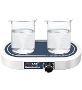 Dual Magnetic Stirrer, LVDALAB 3000RPM 2 Position Magnetic Stir Plate, 2x500ml Multi Position Mag...