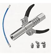 Grease Gun Coupler with 12" Flexible Hose, Heavy Duty Double Handle G Coupler, 10000 PSI Leak-Pro...