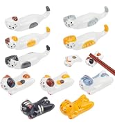 beinkmake 10Pcs Cat Chopstick Rest Set Japanese Paint Brush Rests Ceramic Cute Cat Chopsticks Hol...