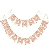 Daisy Pink Happy Birthday Banner Floral Theme Boho Birthday Party Supplies Garland Decorations Gi...