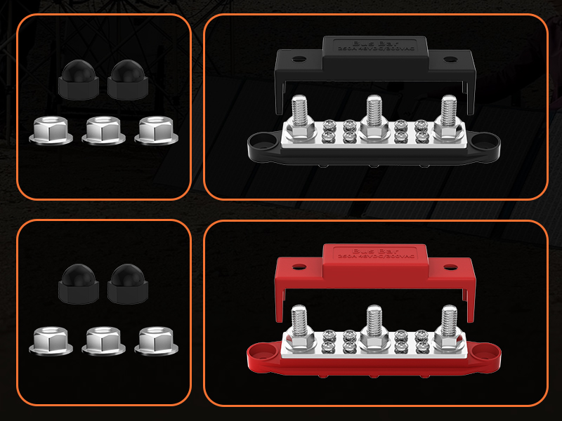 Bus Bar 12V 250A Power Distribution Block with 3 8 Stud Marine Bus Bar Terminal Block