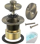Sogmeter Antique Brass Bathtub Drain, Hair Catcher and 2-Hole Overflow Faceplate, 11.5/16 UNC, Li...