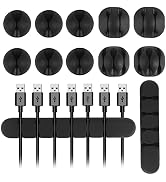 Cable Clips Black, Self Adhesive Cable Drop 12 Pack Desk Wire Clips for All Your Computer, Electr...