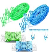 Clotheslines Foshine 2 Pack Clothesline Clothes with 24 pcs clips Drying Rope Portable Windproof ...