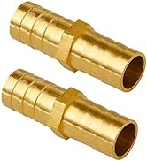 Quickun Hose Bard Fitting, 3/4" x 3/4" Hose ID Brass Hex Barbed Splicer Mender Joint Adapter Unio...