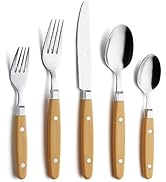 ANNOVA Silverware Set 20 Pieces Stainless Steel Color Handle With Rivet/Retro Flatware - 4 x Dinn...