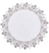 Winotic Natural Neutral Earth Tones Floral Lace White 23” Round placemats Doily Table Topper Dres...