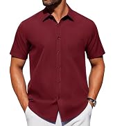 Alimens & Gentle Mens Short Sleeve Dress Shirt Wrinkle Free Solid Casual Button Down Shirts for S...