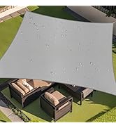 Amagenix Waterproof Sun Shade Sail 8'X10' Light Grey Shade Canopy Curved Edge 95% UV Blocking Awn...