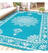 Yamaziot Outdoor Rug 8x10 Ft, Waterproof Plastic Straw Patio Rug, Reversible Backyard Carpet UV R...