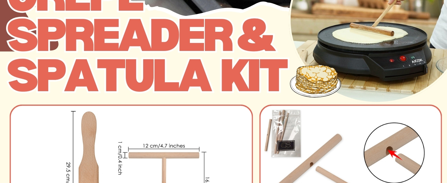 Crepe Spreader and Spatula Kit Set of 2 Crepe Tools