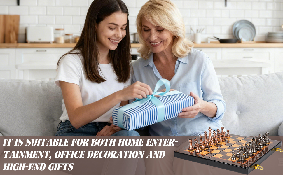 Luxury Metal Chess Set with 15 Inch Wooden Chess Board