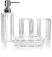 Bathroom Accessory Set,4 Pcs Acrylic Bathroom Accessories Sets Hand Sanitizer Bottle,Lotion Can B...