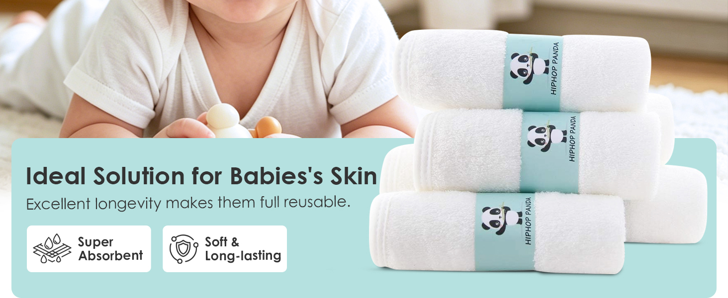 HIPHOP PANDA Ultra Soft Absorbent Baby Washcloths