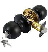 RAFECIEE Matte Black Door Knobs with Lock and Key,Exterior and Interior Door Lock for Bedroom, En...