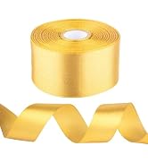 1-1/2 inch Gold Ribbon for Gift Wrapping, Satin Fabric Ribbon for Crafts, Christmas Tree, Valenti...